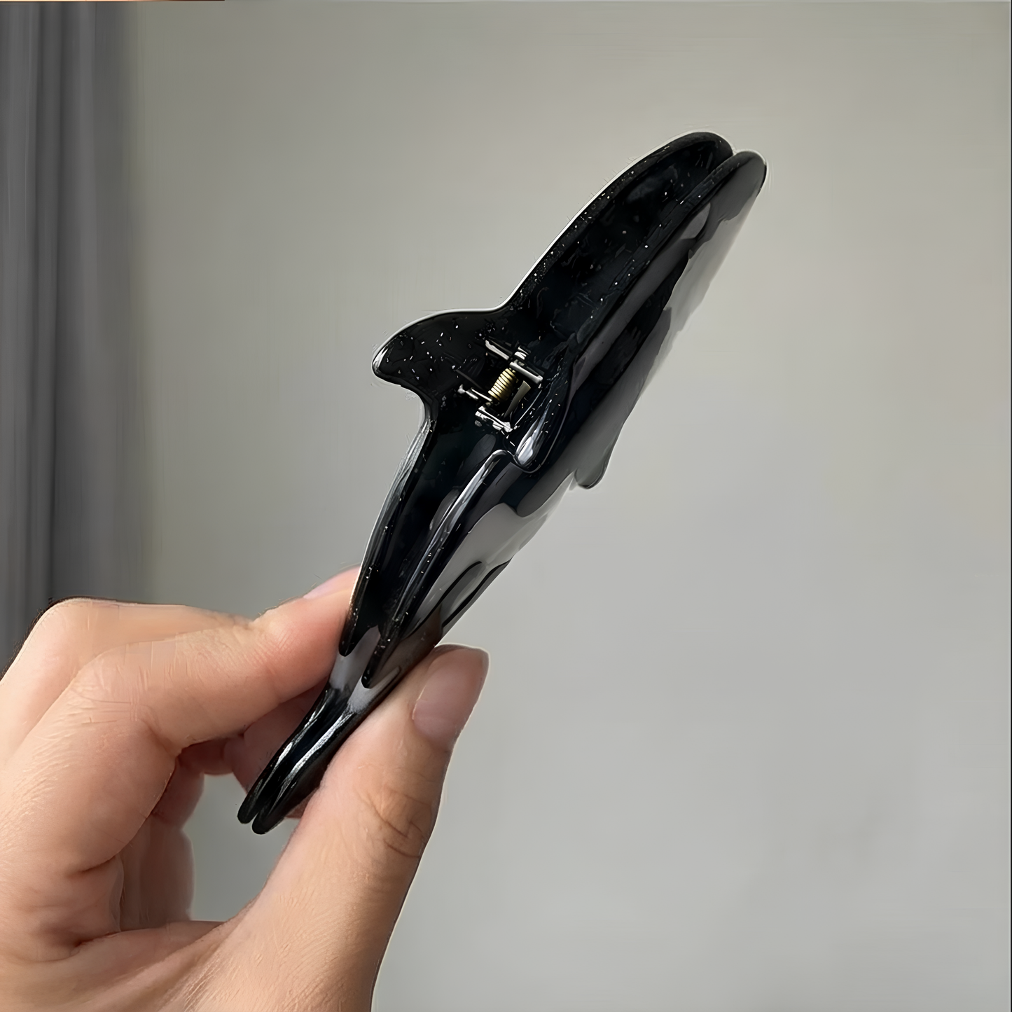 Ocean Spirit - Işıltılı Siyah Beyaz Orca (Katil Balina) Tasarım Toka