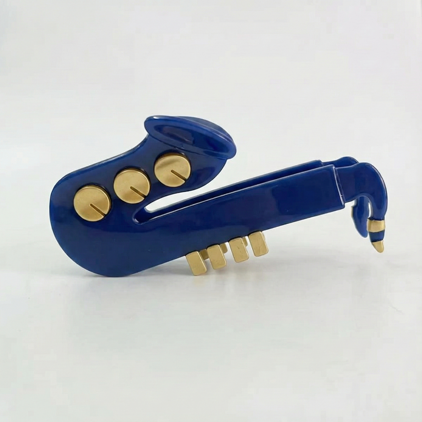 Jazz Blues - Altın Tuşlu Lacivert Saksafon Tasarım Toka