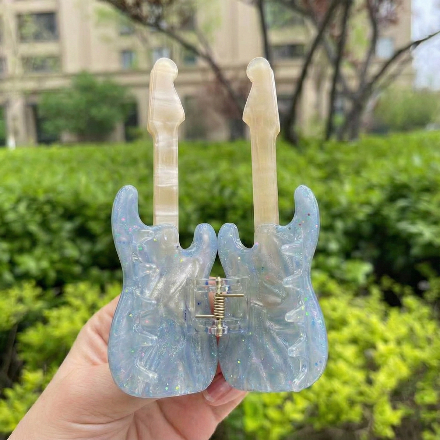 Rock Star - Sedefli Buz Mavisi Elektro Gitar Toka (Işıltılı Tasarım