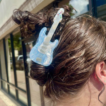 Rock Star - Sedefli Buz Mavisi Elektro Gitar Toka (Işıltılı Tasarım