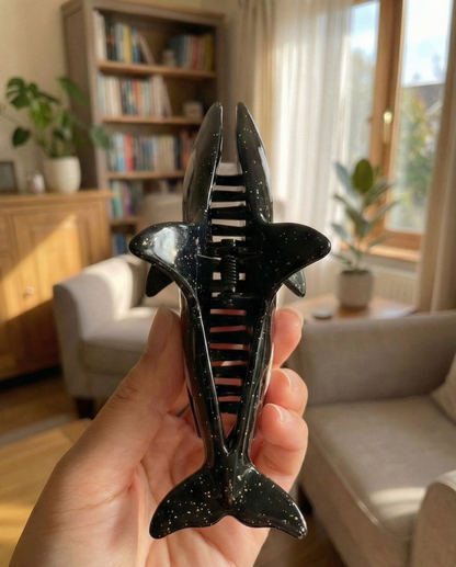 Ocean Spirit - Işıltılı Siyah Beyaz Orca (Katil Balina) Tasarım Toka