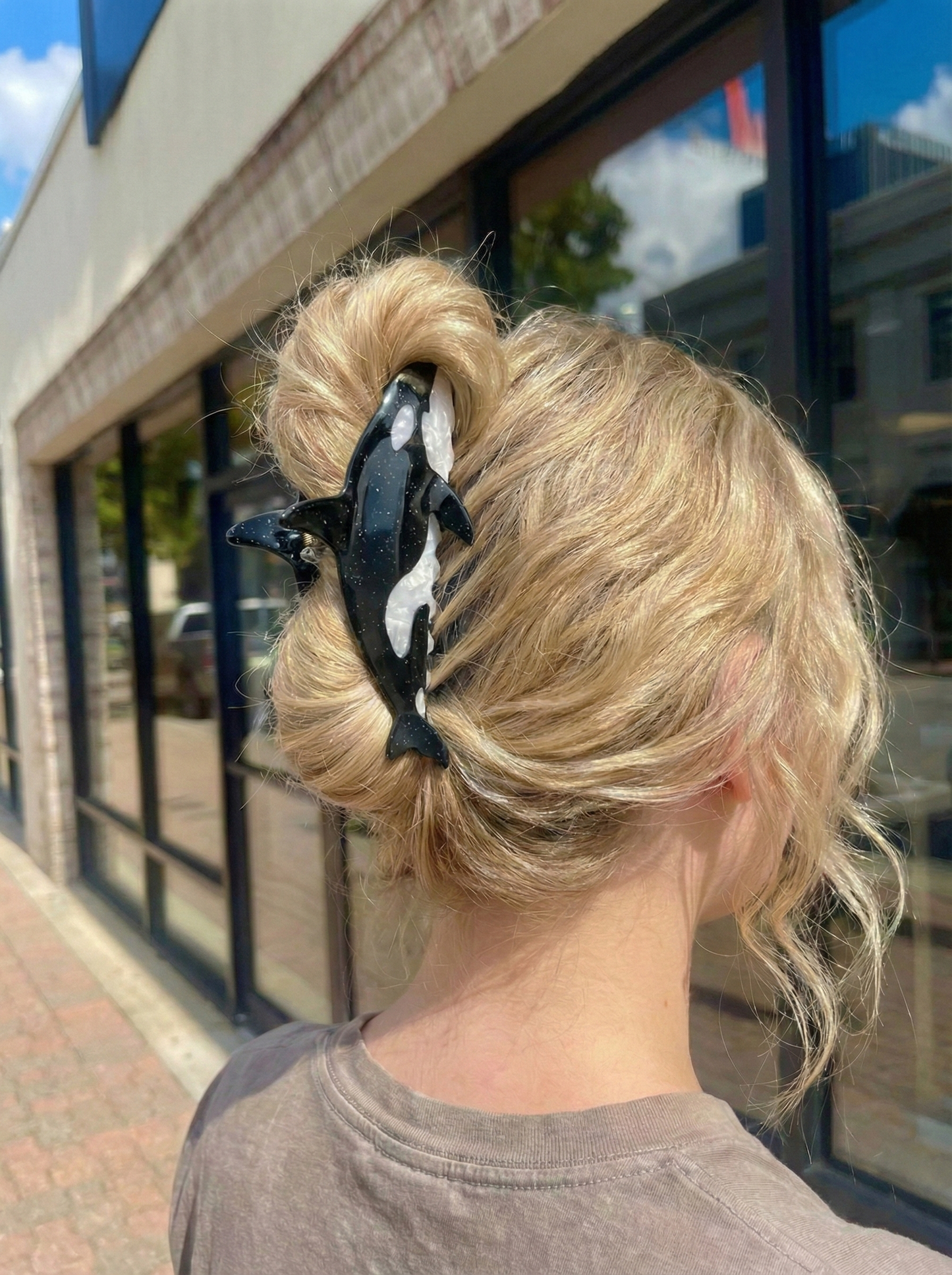 Ocean Spirit - Işıltılı Siyah Beyaz Orca (Katil Balina) Tasarım Toka