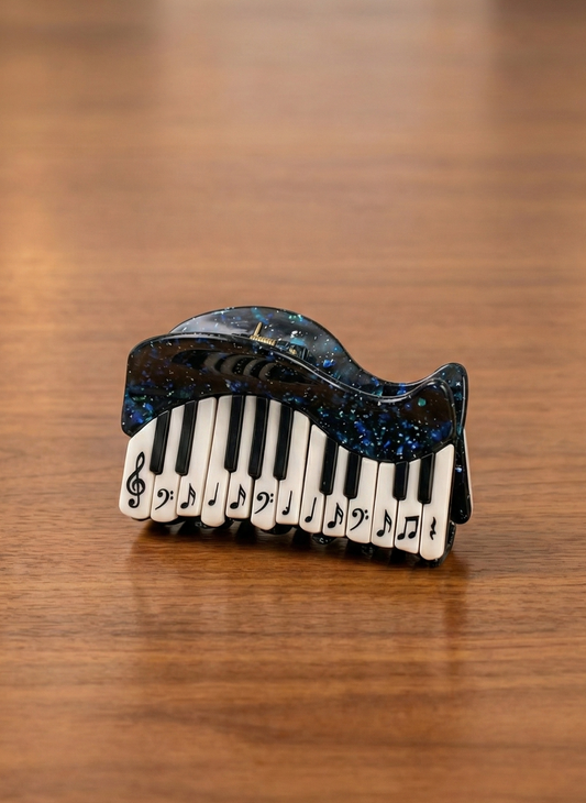 Gece Müziği - Galaxy Desenli Piyano Tuşları Tasarım Mandal Toka