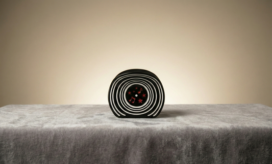 Retro Pop - Nostaljik Plak Tasarımlı Siyah Beyaz Toka