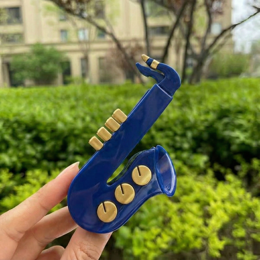 Jazz Blues - Altın Tuşlu Lacivert Saksafon Tasarım Toka