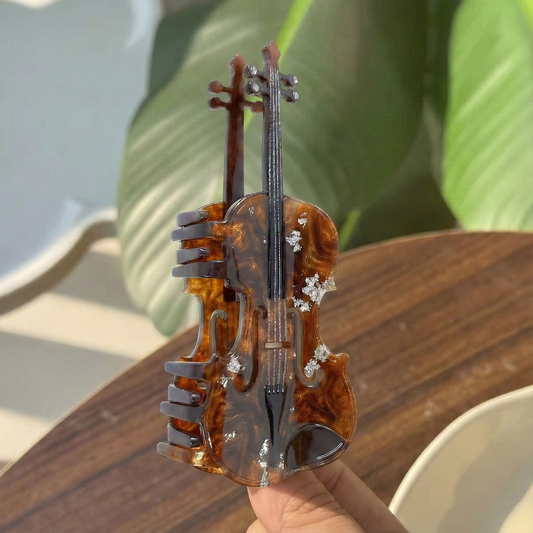 Barok Senfoni - Altın Varaklı Amber Keman Tasarım Toka (Tough Reçine)